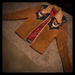Genuine leather cowboy jacket w/ eagle